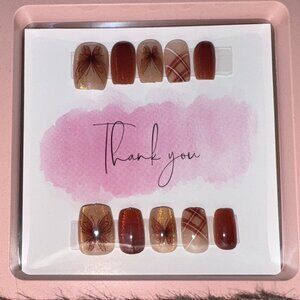 COPY - Brown Butterfly Press-On or Glue-On Nails Size M